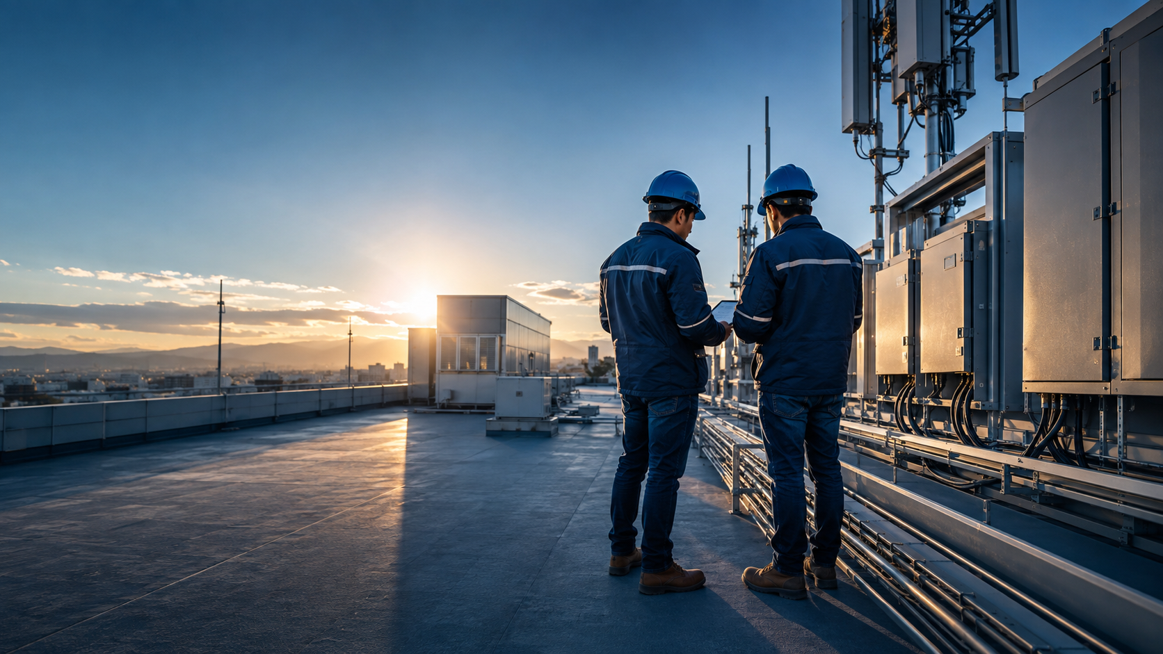 Técnicos de SELCOMC inspeccionando infraestructura eléctrica y de telecomunicaciones